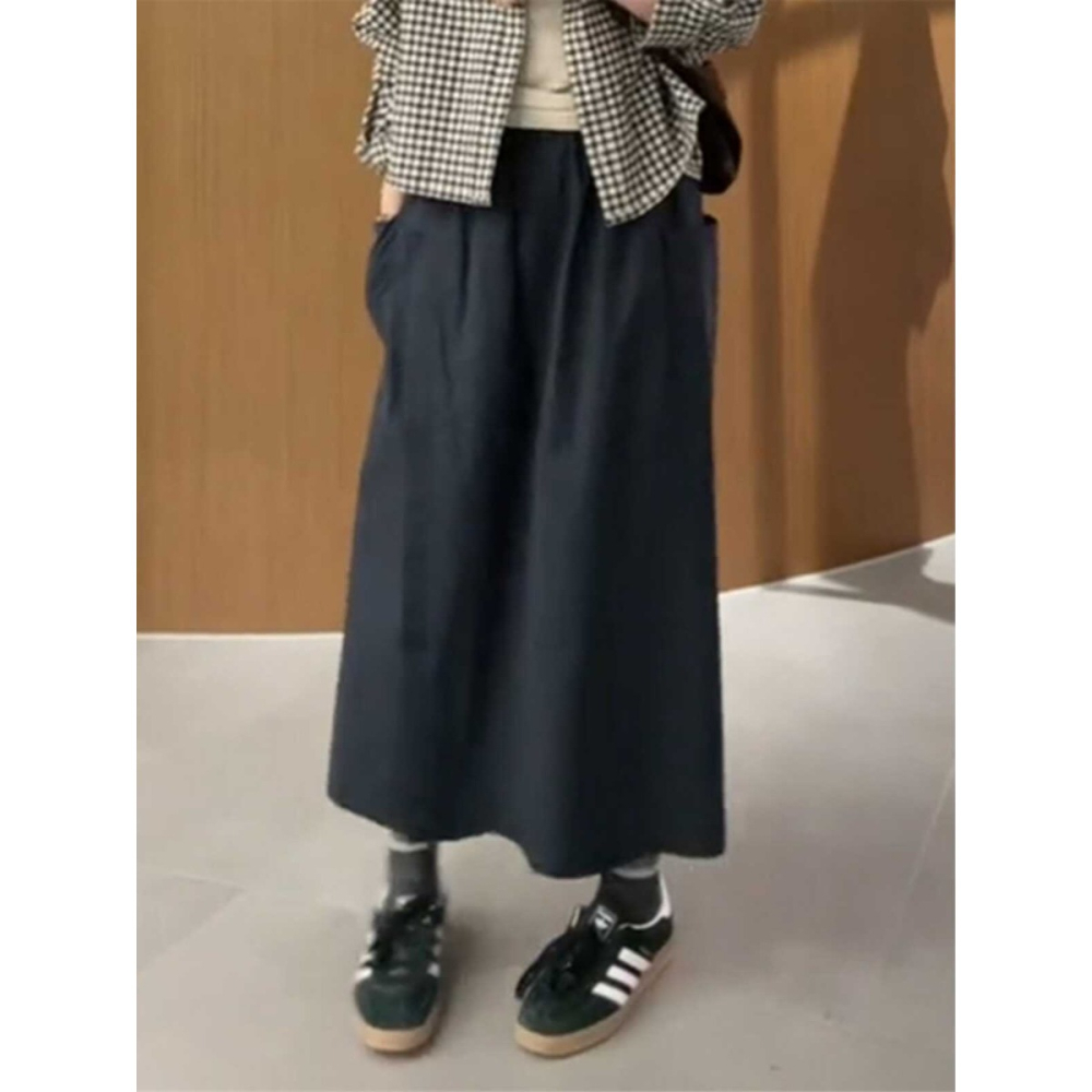 春。梨型身材必需入手超顯瘦 透氣不悶高腰鬆緊腰A字裙八分裙褲-Euphoria Store-細節圖9