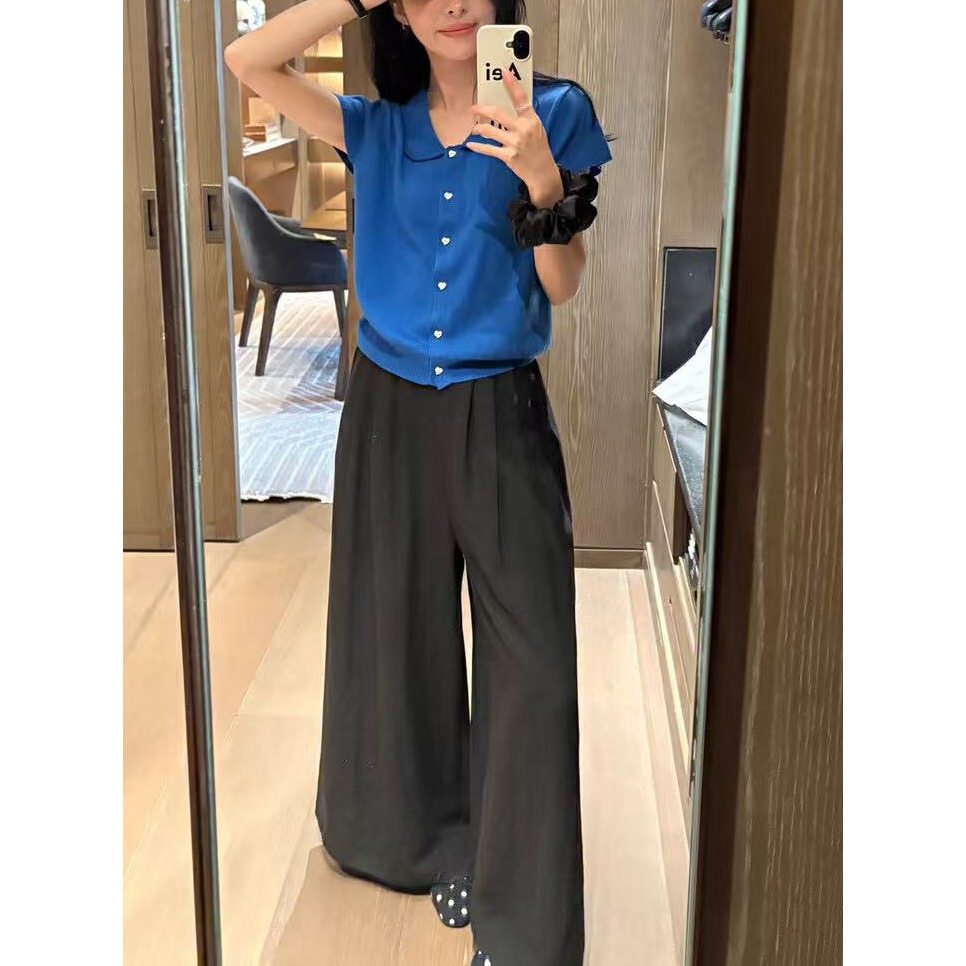 店主私著。自帶無敵鬆弛感 慵懶輕盈舒適 透氣不悶熱 高腰鬆緊腰打折A字長褲褲裙-Euphoria Store-細節圖7