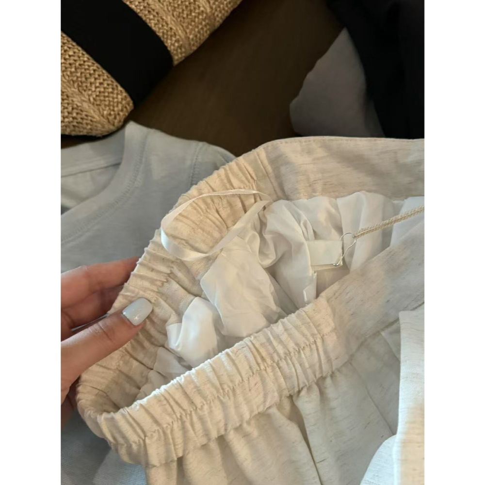 店主私著。自帶無敵鬆弛感 慵懶輕盈舒適 透氣不悶熱 高腰鬆緊腰打折A字長褲褲裙-Euphoria Store-細節圖11