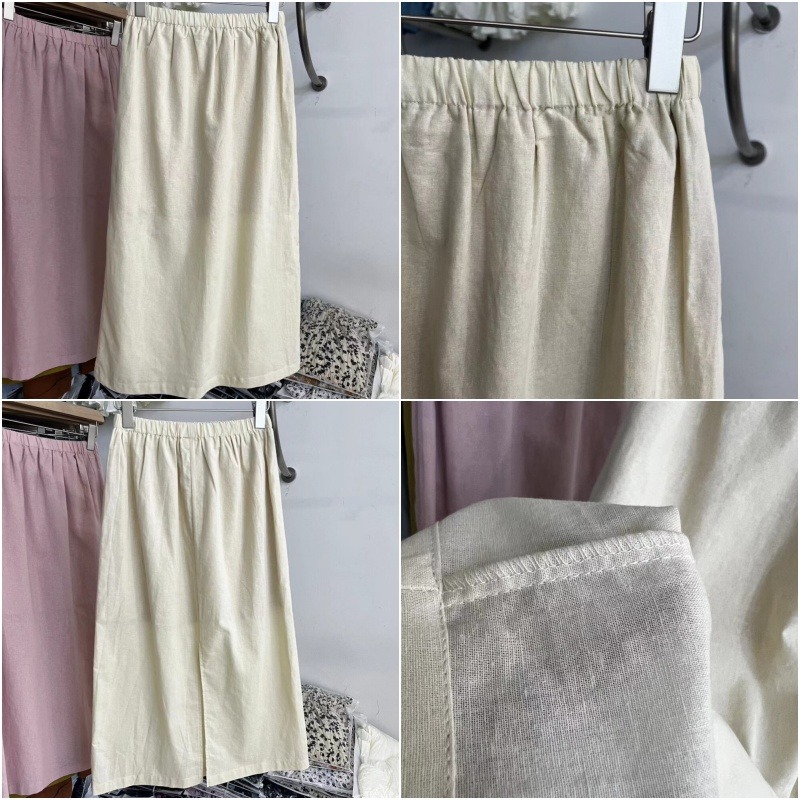 夏。韓chic 繽紛夏日 顯瘦遮跨 多色純色棉麻高腰A字後開叉半身裙直筒裙長裙-Euphoria Store-細節圖11