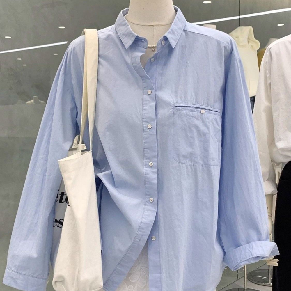 春。經典基礎款 帶點小設計 知性氣質通勤上班長袖襯衫上衣-Euphoria Store-細節圖3