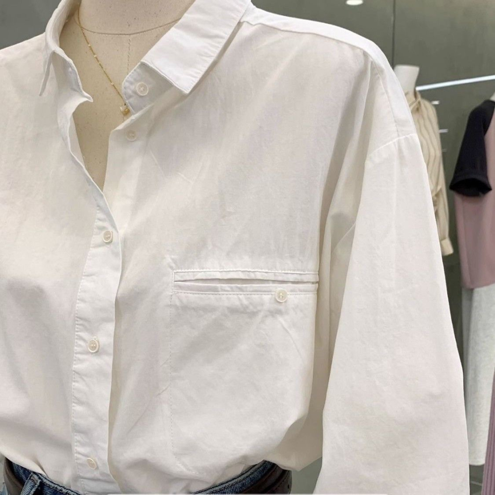 春。經典基礎款 帶點小設計 知性氣質通勤上班長袖襯衫上衣-Euphoria Store-細節圖5