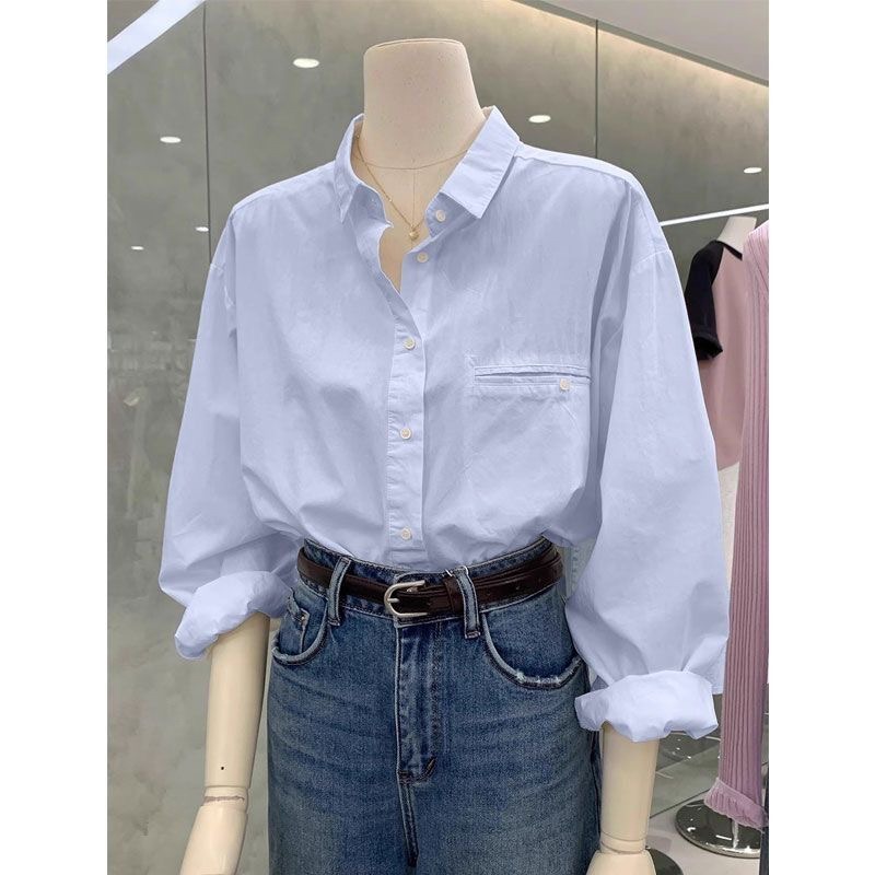 春。經典基礎款 帶點小設計 知性氣質通勤上班長袖襯衫上衣-Euphoria Store-規格圖7