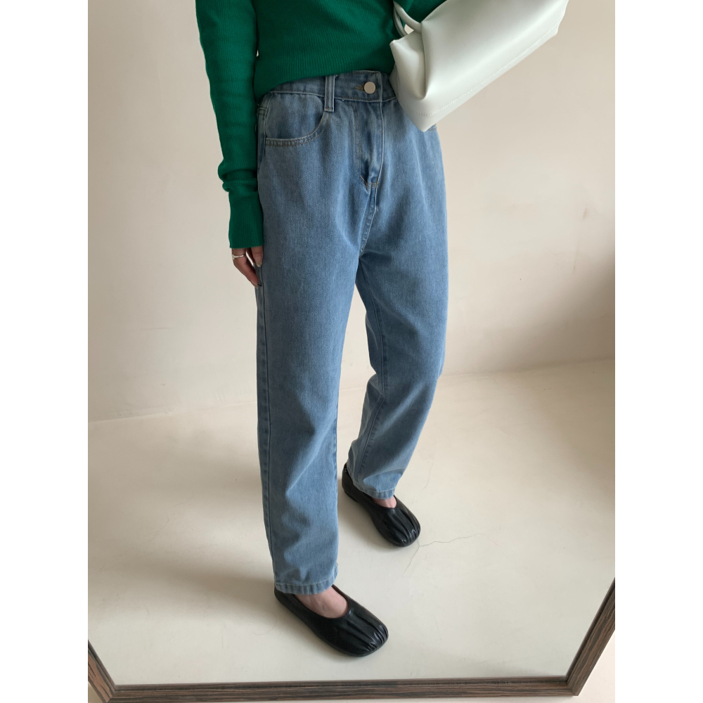 四季。實拍◆輕鬆寫意~鬆弛感滿滿 日式淺色輕水洗靛藍寬鬆藏肉 軟布牛仔褲九分褲哈倫褲-Euphoria Store-細節圖2