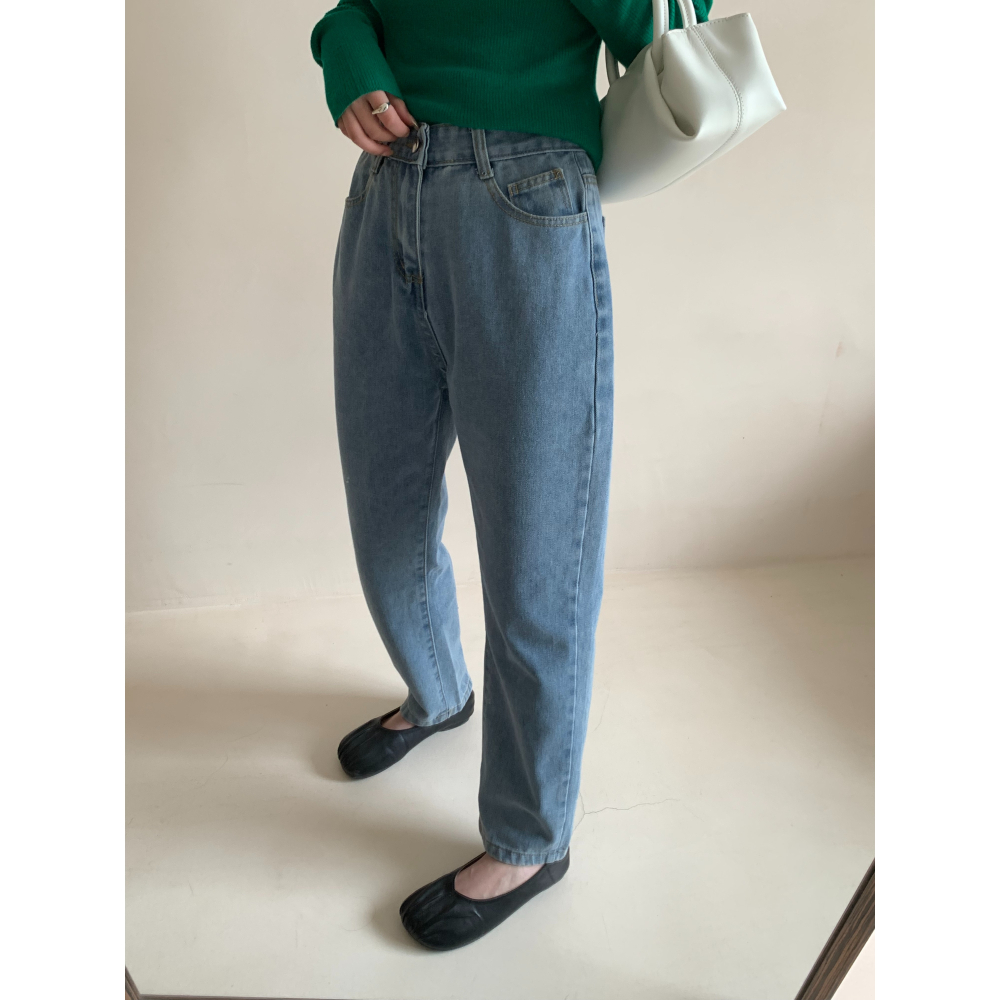 四季。實拍◆輕鬆寫意~鬆弛感滿滿 日式淺色輕水洗靛藍寬鬆藏肉 軟布牛仔褲九分褲哈倫褲-Euphoria Store-細節圖3