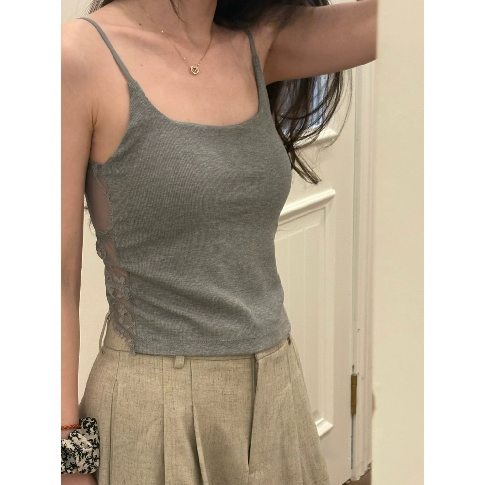 夏。時尚性感 蝴蝶美背軟蕾絲透氣親膚露背螺旋紋吊帶背心小可愛上衣-Euphoria Store-規格圖11