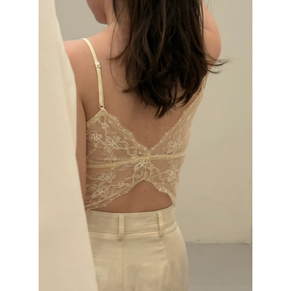 夏。時尚性感 蝴蝶美背軟蕾絲透氣親膚露背螺旋紋吊帶背心小可愛上衣-Euphoria Store-規格圖11