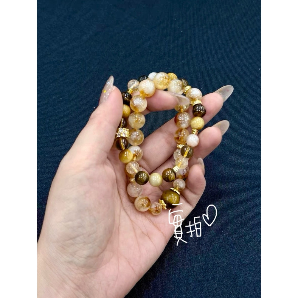 原創手作。滿滿招財招好運 黃水晶/塔晶/髮晶/茶晶/黃虎眼 轉運珠天然水晶手鏈-Euphoria Store-細節圖8