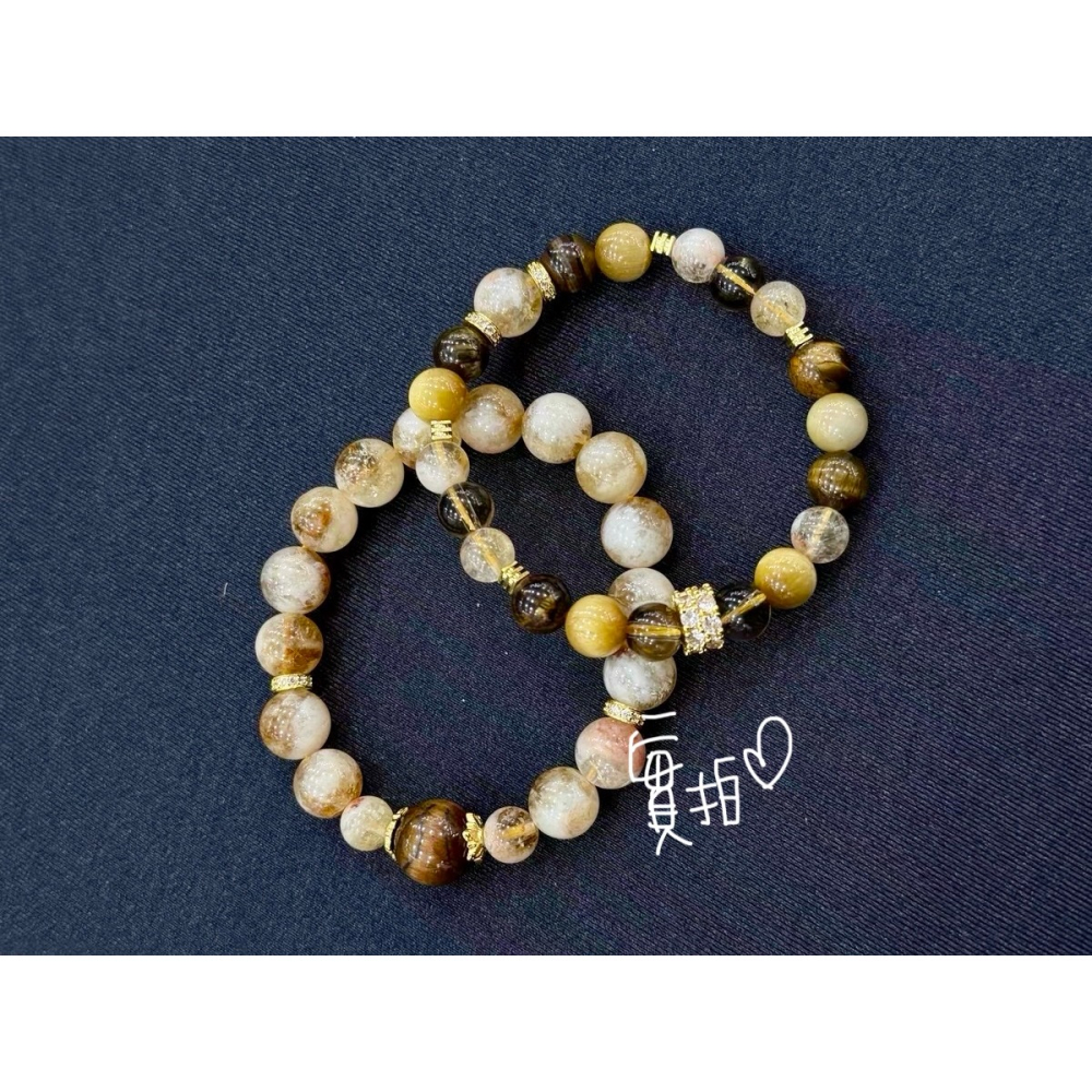原創手作。滿滿招財招好運 黃水晶/塔晶/髮晶/茶晶/黃虎眼 轉運珠天然水晶手鏈-Euphoria Store-細節圖9