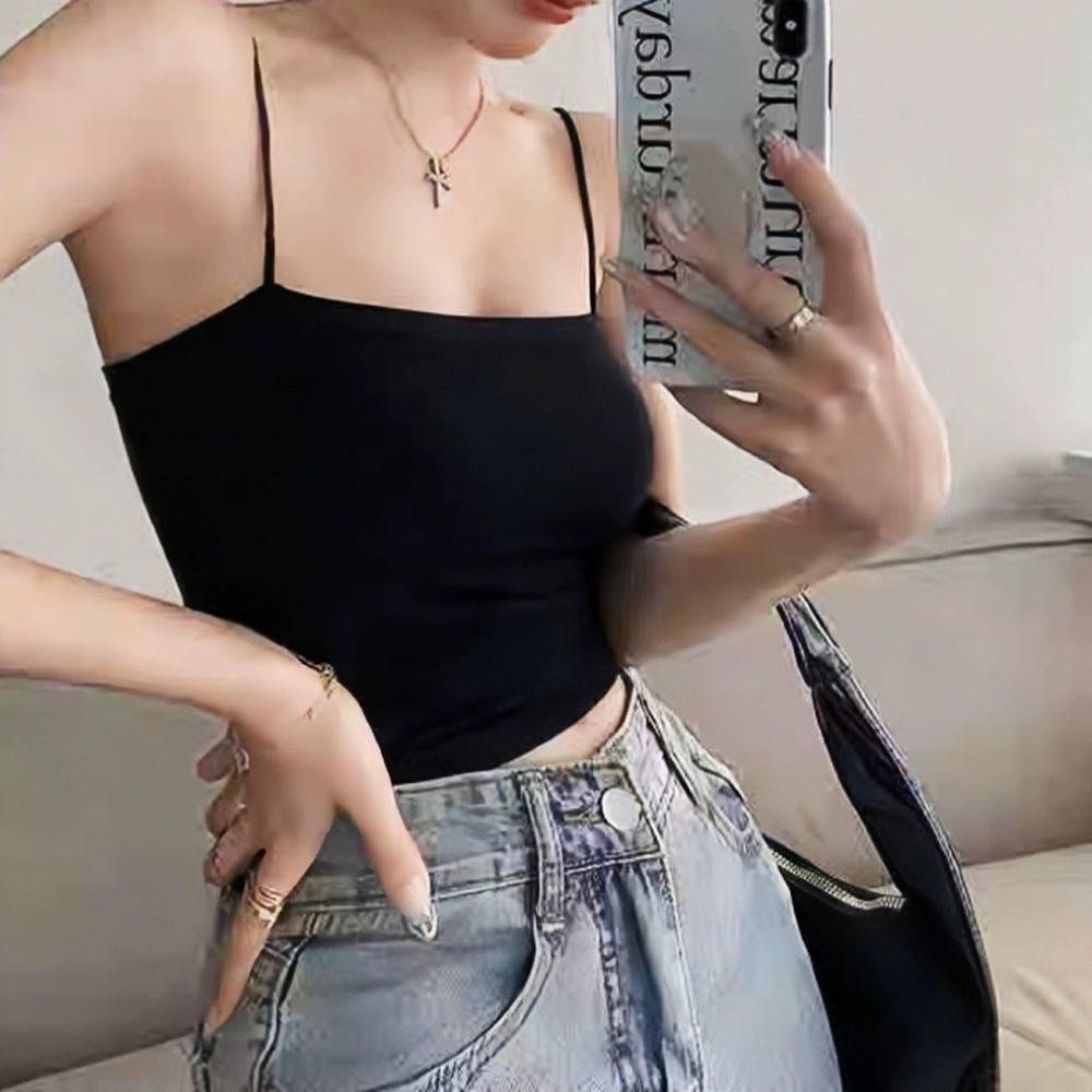 四季。免穿內衣好舒服 透氣不悶冰絲莫代爾 性感美背細肩帶一體成形自帶胸墊可外穿內衣背心小可愛-Euphoria Stor-細節圖4