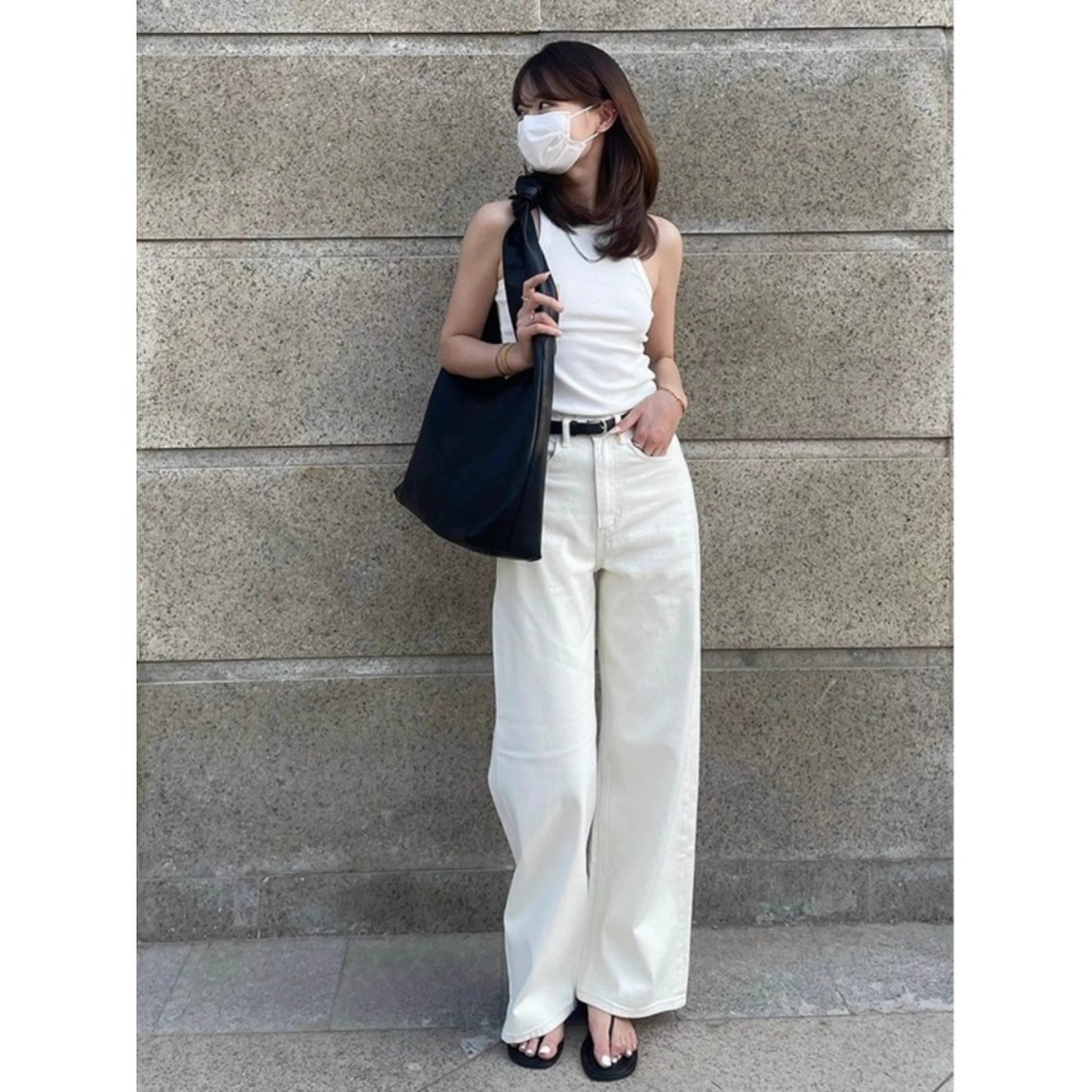 四季。百搭實穿款 上身版型超顯瘦 小個/高個必備寬鬆修身高腰闊腿褲白色牛仔褲九分褲直筒長褲-Euphoria Store-細節圖3