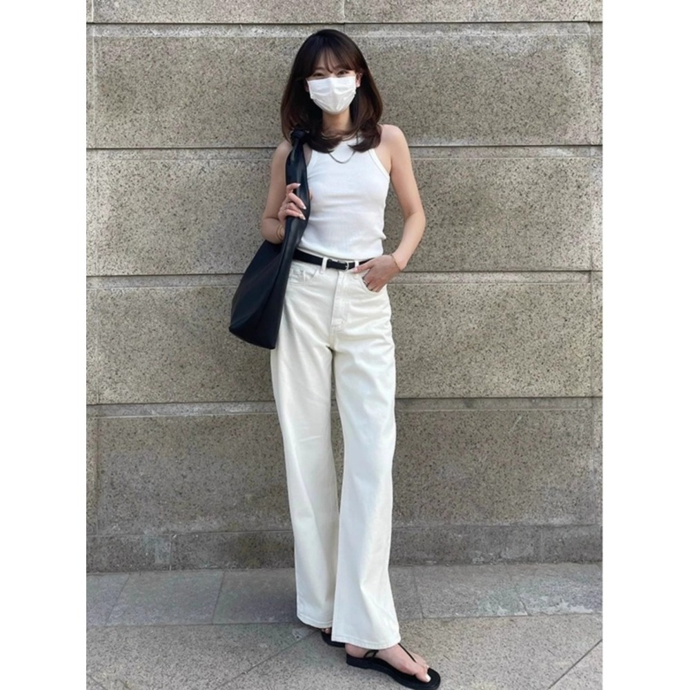 四季。百搭實穿款 上身版型超顯瘦 小個/高個必備寬鬆修身高腰闊腿褲白色牛仔褲九分褲直筒長褲-Euphoria Store-細節圖4