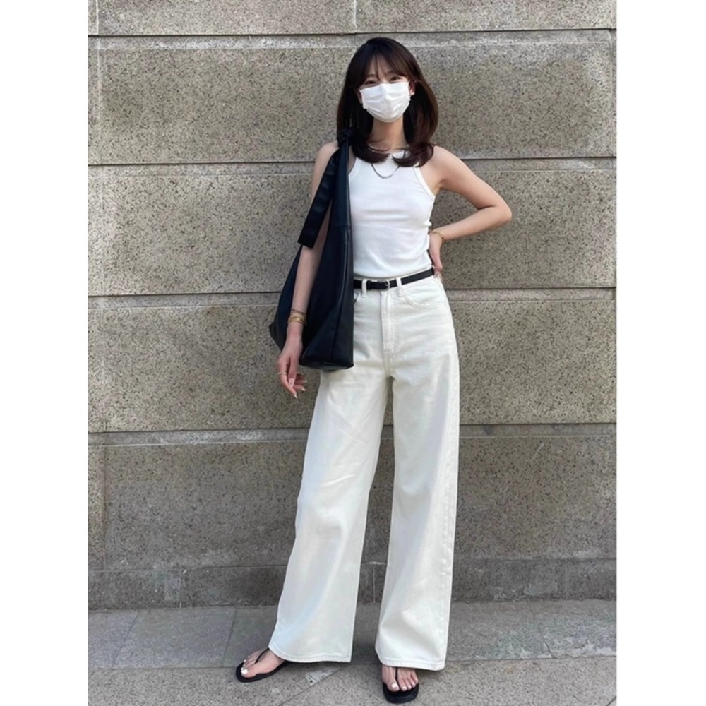 四季。百搭實穿款 上身版型超顯瘦 小個/高個必備寬鬆修身高腰闊腿褲白色牛仔褲九分褲直筒長褲-Euphoria Store-細節圖5