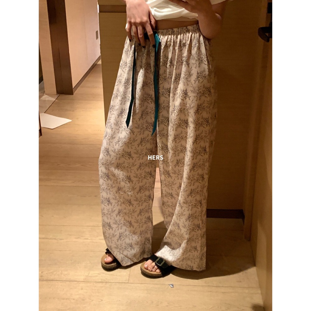 店主私著。韓版🇰🇷Hers可以外穿的高腰鬆緊 花花家居褲長褲睡褲-Euphoria Store-細節圖2
