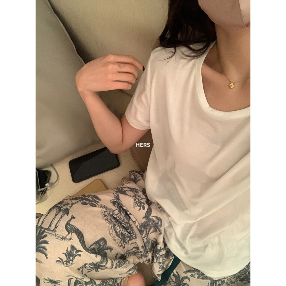 店主私著。韓版🇰🇷Hers可以外穿的高腰鬆緊 花花家居褲長褲睡褲-Euphoria Store-細節圖8