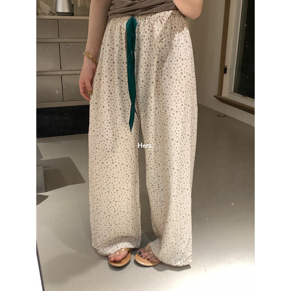 店主私著。韓版🇰🇷Hers慵懶輕薄 可以外穿的高腰鬆緊 花花家居褲長褲睡褲-Euphoria Store-細節圖3