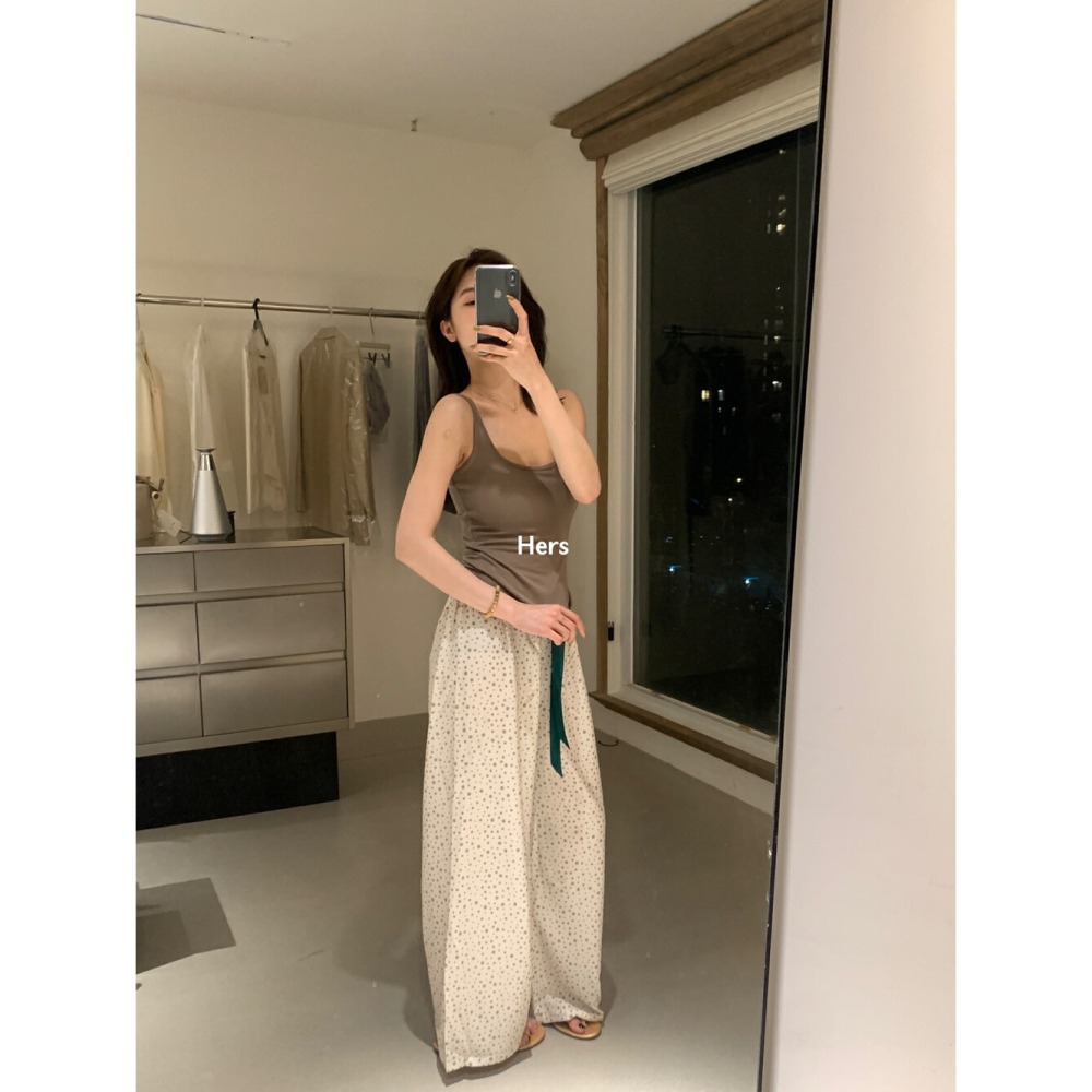 店主私著。韓版🇰🇷Hers慵懶輕薄 可以外穿的高腰鬆緊 花花家居褲長褲睡褲-Euphoria Store-細節圖6