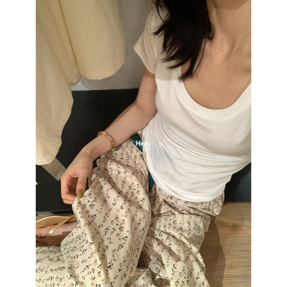 店主私著。韓版🇰🇷Hers慵懶輕薄 可以外穿的高腰鬆緊 花花家居褲長褲睡褲-Euphoria Store-細節圖7
