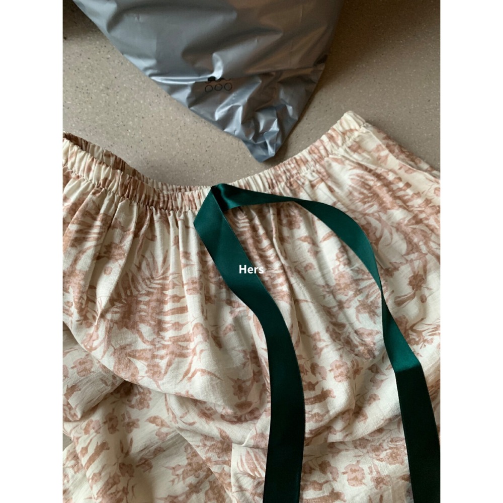 店主私著。韓版🇰🇷Hers慵懶輕薄 可以外穿的高腰鬆緊 花花家居褲長褲睡褲-Euphoria Store-細節圖10