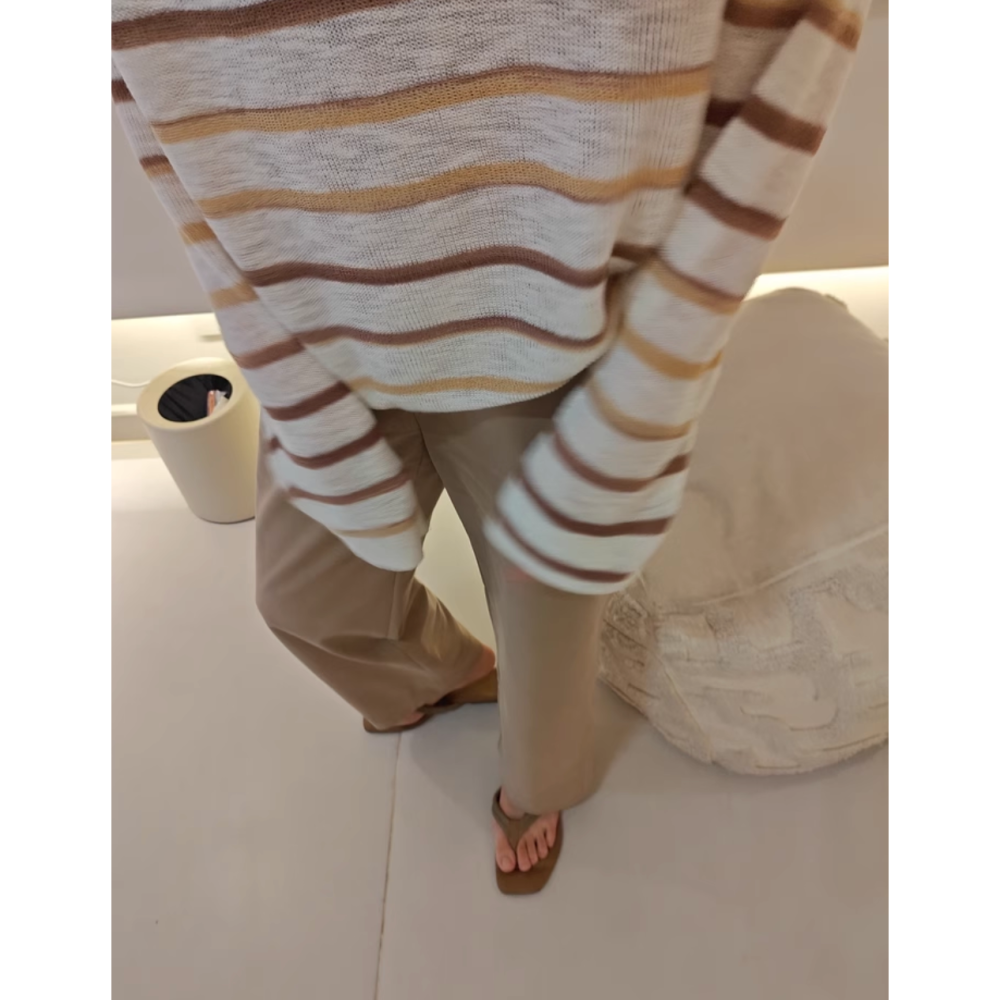 四季。簡約百搭基礎款 通勤逛街 修身顯瘦 卡其高腰窄版直筒褲長褲九分西裝褲-Euphoria Store-細節圖6