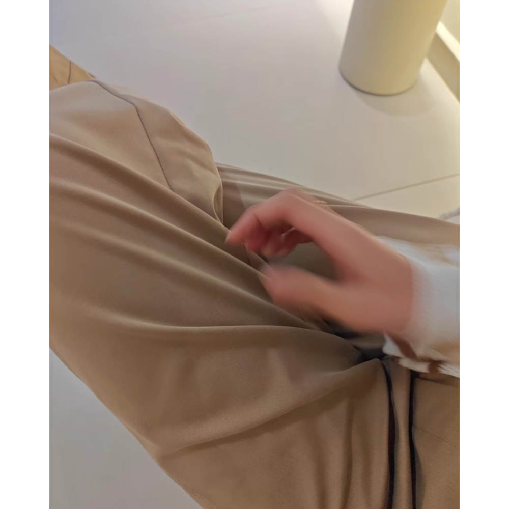 四季。簡約百搭基礎款 通勤逛街 修身顯瘦 卡其高腰窄版直筒褲長褲九分西裝褲-Euphoria Store-細節圖9