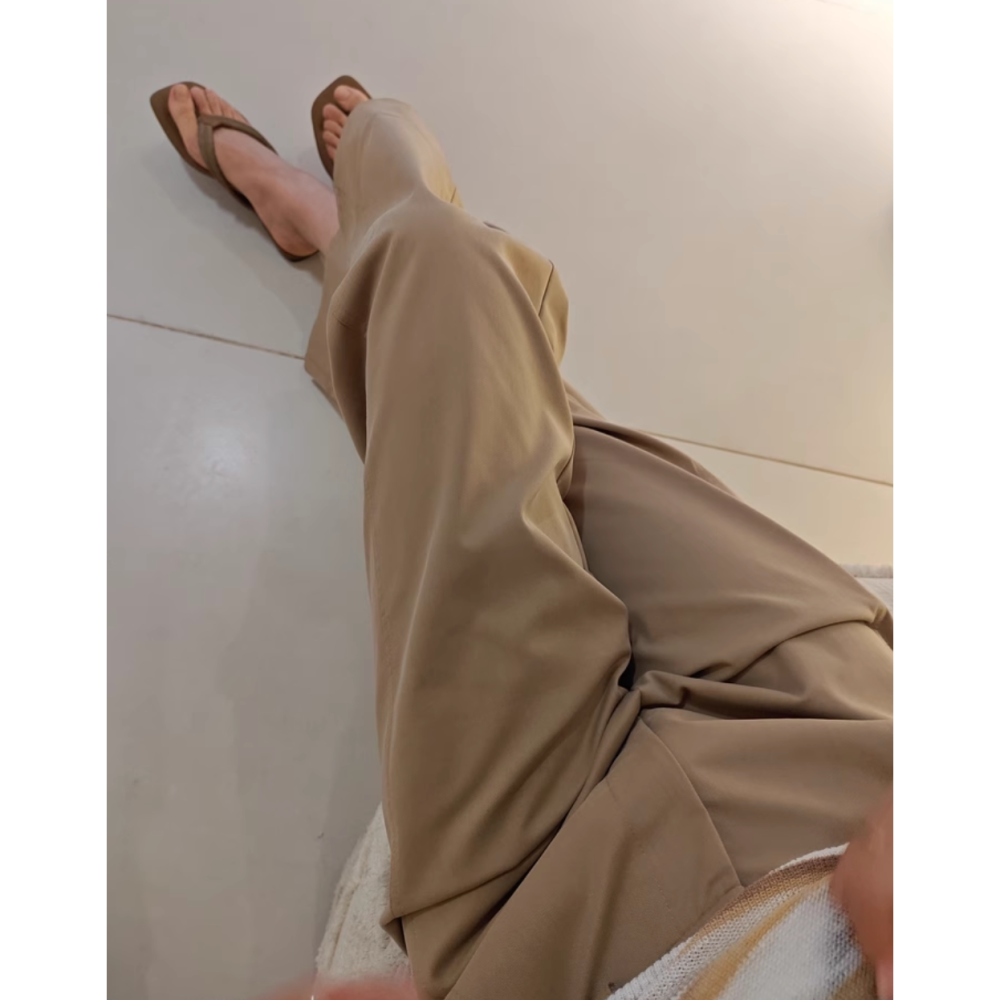 四季。簡約百搭基礎款 通勤逛街 修身顯瘦 卡其高腰窄版直筒褲長褲九分西裝褲-Euphoria Store-細節圖8