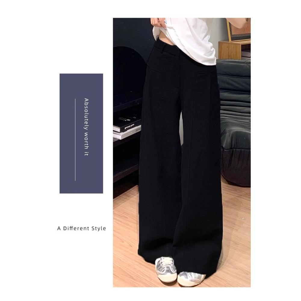 店主私著。輕鬆穿出大長腿 梨型身必備 顯瘦收胯高腰打折寬鬆闊腿褲水洗棉麻西裝長褲-Euphoria Store-細節圖5