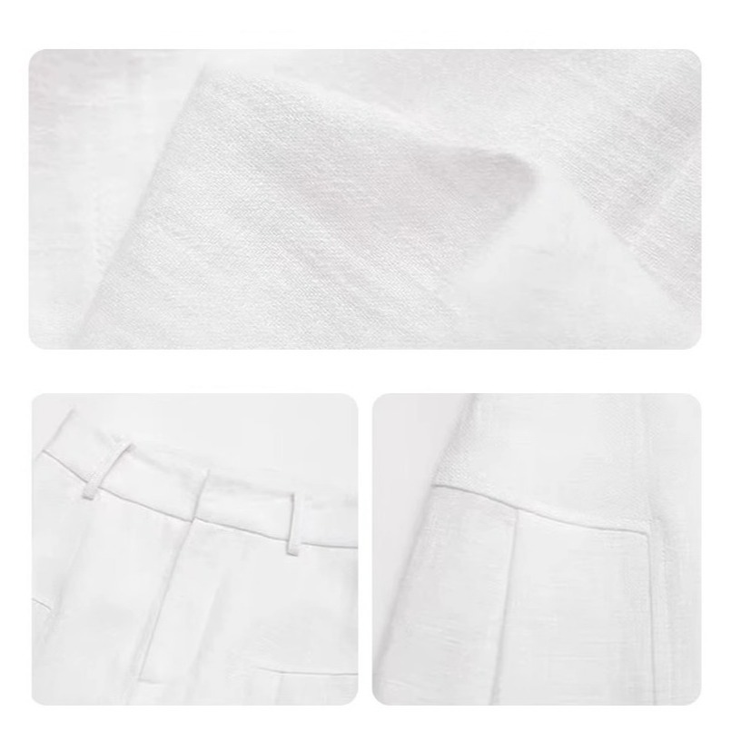 店主私著。輕鬆穿出大長腿 梨型身必備 顯瘦收胯高腰打折寬鬆闊腿褲水洗棉麻西裝長褲-Euphoria Store-細節圖9