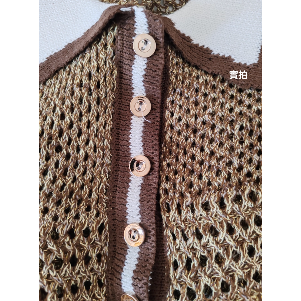 初秋。歐美大牌風 復古撞色 單排扣 翻領polo領 微透薄款薄款針織毛衣上衣-Euphoria Store-細節圖8