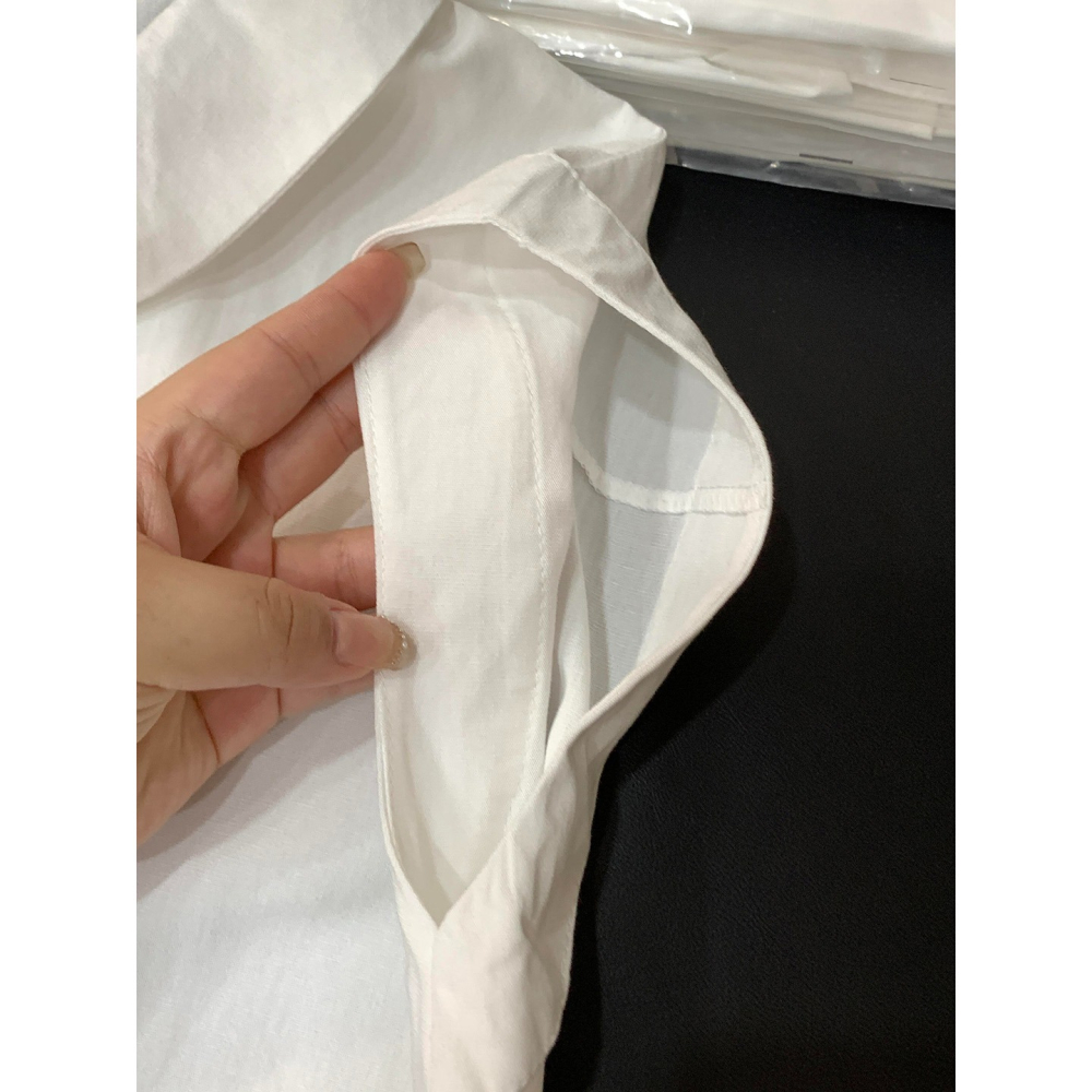 夏。法式甜美氣質 通勤百搭 領口飄帶設計 短袖小包袖白色襯衫上衣-Euphoria Store-細節圖5