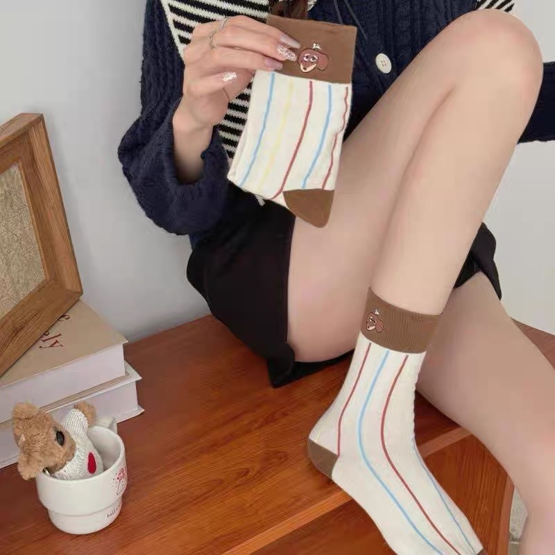 四季。超超超可愛的狗狗襪！美拉德色系也太好看了吧！上腳超軟巨舒服純棉中筒襪-Euphoria Store-細節圖6