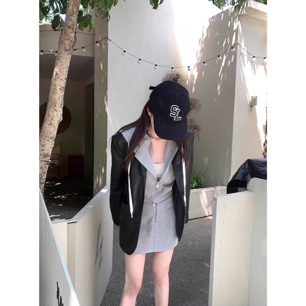 冬。帥氣高冷感 時尚復古個性 西裝外套 P U 皮外套-Euphoria Store-細節圖7