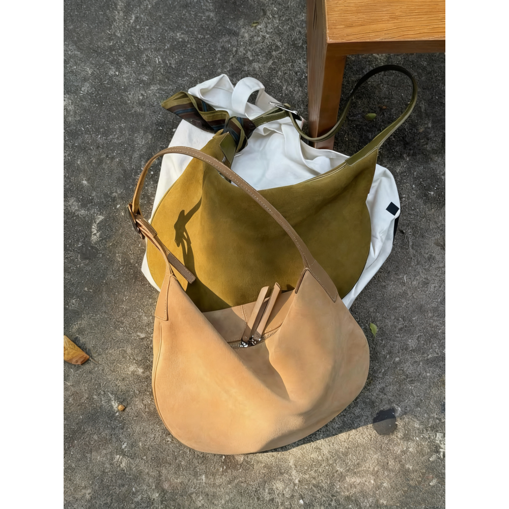 冬。韓國東大門新款 復古小眾 通勤百搭單肩腋下包麂皮絨月牙包-Euphoria Store-細節圖2