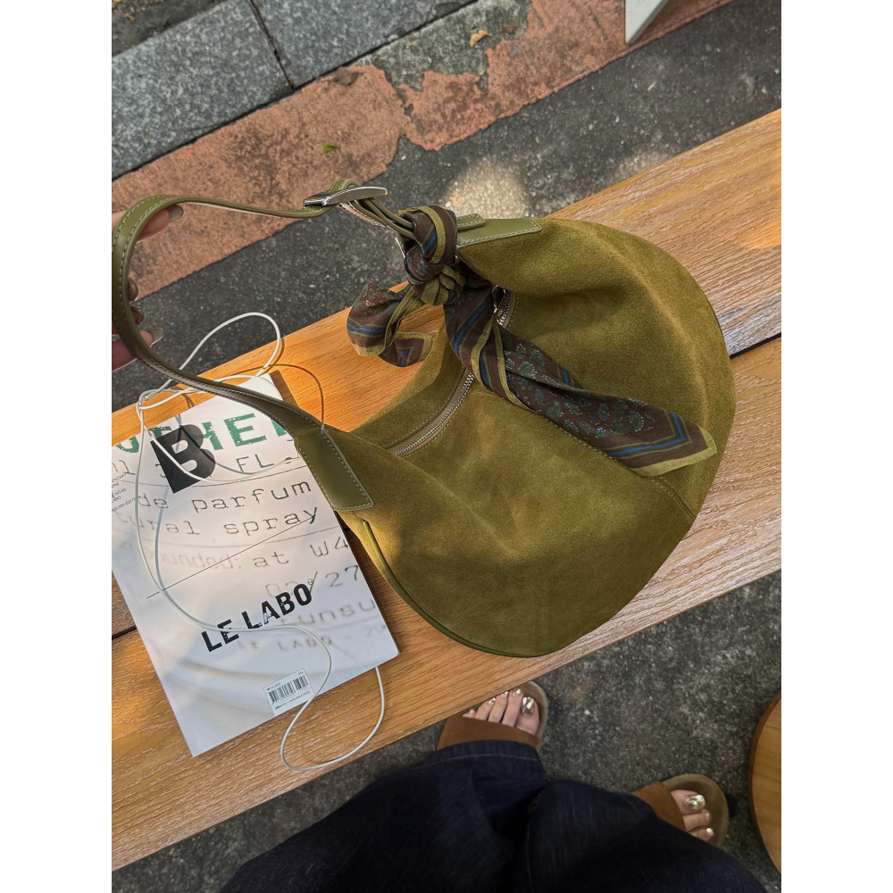 冬。韓國東大門新款 復古小眾 通勤百搭單肩腋下包麂皮絨月牙包-Euphoria Store-細節圖5