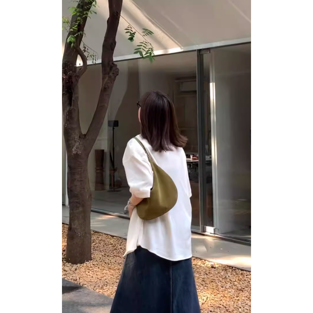 冬。韓國東大門新款 復古小眾 通勤百搭單肩腋下包麂皮絨月牙包-Euphoria Store-細節圖9