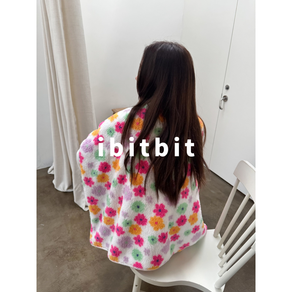冬。韓國ibitbit 寬鬆休閒可外穿 軟綿綿花朵珊瑚絨坎肩保暖馬甲背心-Euphoria Store-細節圖4