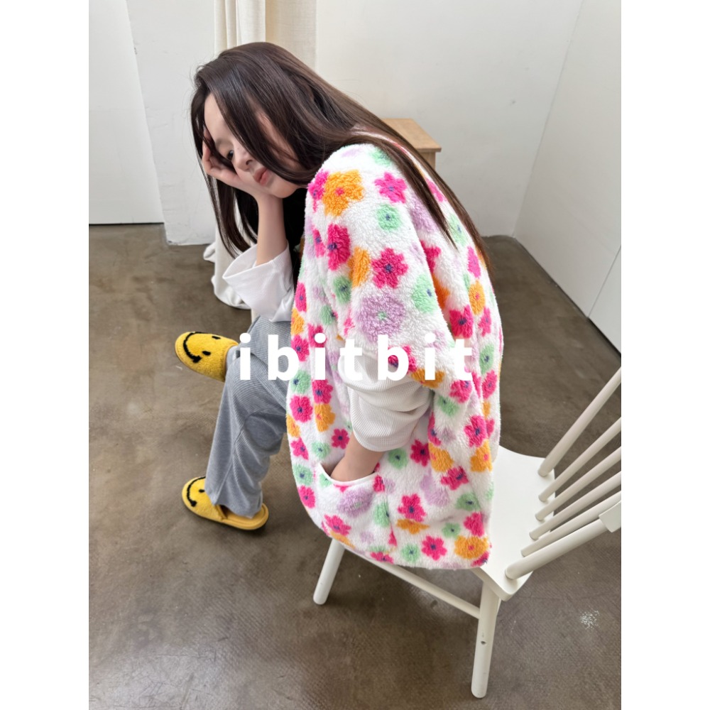 冬。韓國ibitbit 寬鬆休閒可外穿 軟綿綿花朵珊瑚絨坎肩保暖馬甲背心-Euphoria Store-規格圖10