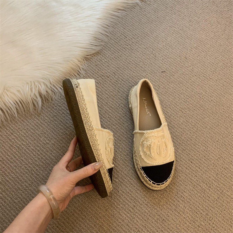 四季。經典小香風 撞色帆布麻繩滾邊防滑橡膠鞋底平底一腳蹬懶人鞋漁夫鞋-Euphoria Store-細節圖6