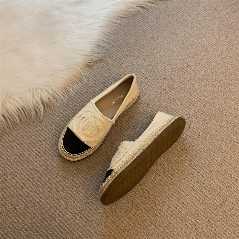 四季。經典小香風 撞色帆布麻繩滾邊防滑橡膠鞋底平底一腳蹬懶人鞋漁夫鞋-Euphoria Store-細節圖7