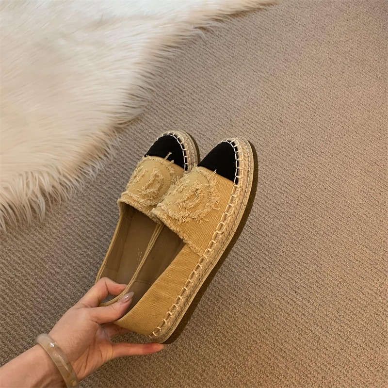 四季。經典小香風 撞色帆布麻繩滾邊防滑橡膠鞋底平底一腳蹬懶人鞋漁夫鞋-Euphoria Store-細節圖10