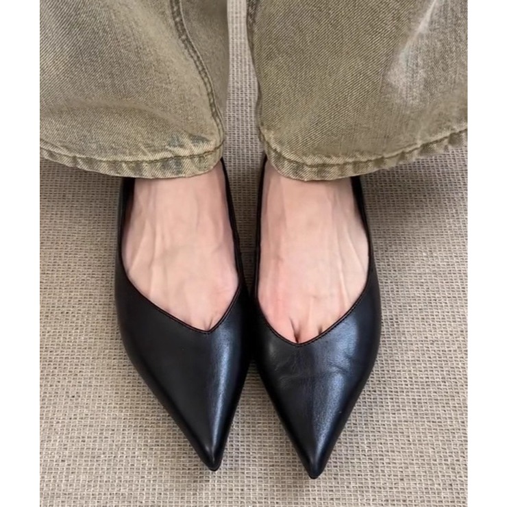 四季。法式氣質極簡百搭款 好穿好走超舒服 軟皮純色尖頭淺口內增高平底鞋-Euphoria Store-細節圖2