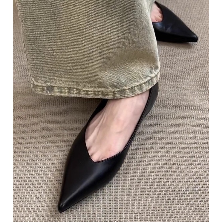 四季。法式氣質極簡百搭款 好穿好走超舒服 軟皮純色尖頭淺口內增高平底鞋-Euphoria Store-細節圖6