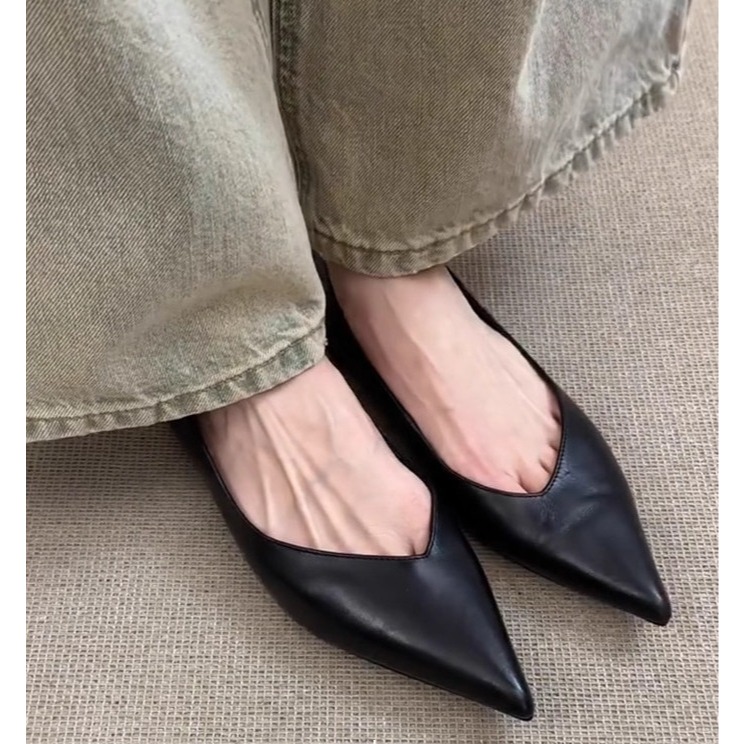 四季。法式氣質極簡百搭款 好穿好走超舒服 軟皮純色尖頭淺口內增高平底鞋-Euphoria Store-細節圖9
