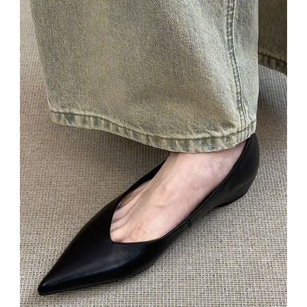 四季。法式氣質極簡百搭款 好穿好走超舒服 軟皮純色尖頭淺口內增高平底鞋-Euphoria Store-規格圖10