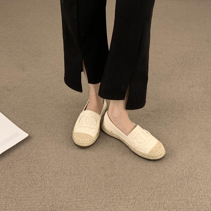 店主私著。法式小香風 氣質休閒百搭 菱格車線vs 麻繩滾邊 軟皮平底一腳蹬樂福鞋豆豆鞋草編鞋-Euphoria Stor-細節圖3