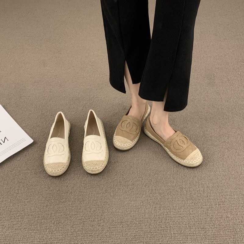 店主私著。法式小香風 氣質休閒百搭 菱格車線vs 麻繩滾邊 軟皮平底一腳蹬樂福鞋豆豆鞋草編鞋-Euphoria Stor-細節圖4