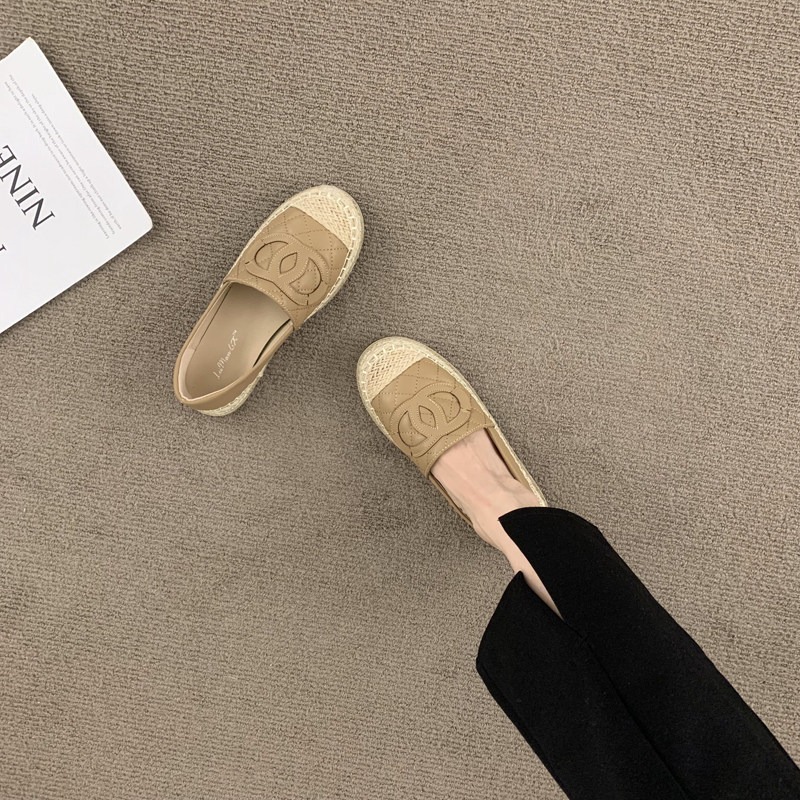 店主私著。法式小香風 氣質休閒百搭 菱格車線vs 麻繩滾邊 軟皮平底一腳蹬樂福鞋豆豆鞋草編鞋-Euphoria Stor-細節圖5