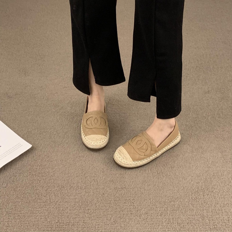 店主私著。法式小香風 氣質休閒百搭 菱格車線vs 麻繩滾邊 軟皮平底一腳蹬樂福鞋豆豆鞋草編鞋-Euphoria Stor-細節圖7