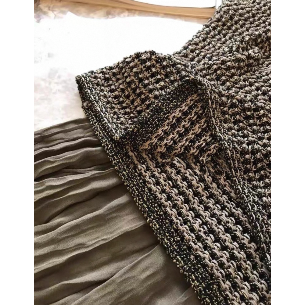 春。小眾輕奢老錢風 重工刺繡線鉤編織鏤空圓領款短T恤上衣-Euphoria Store-細節圖5