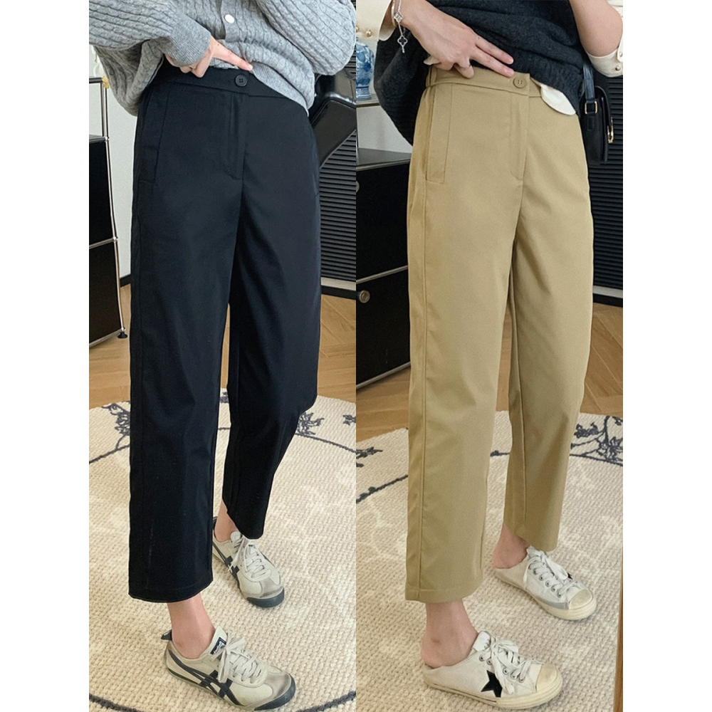 春。日系特柔抗皺水洗棉 薄款通勤休閒百搭 高腰哈倫褲錐形褲蘿蔔褲-Euphoria Store-細節圖3